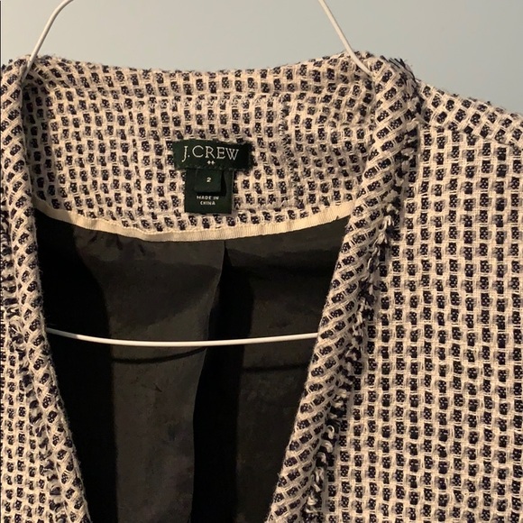 J. Crew Tweed Suit Jacket Size 2 Black and Ivory - Picture 3 of 8
